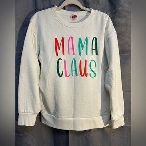 Cream Mama Claus Crew Neck - Christmas/Holiday